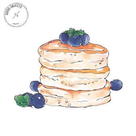 Pancake Drawing, Good Objects, Objects Illustration, Desserts Drawing, Dessert Art, Dessert Illustration, 귀여운 음식 그림, Food Artwork, Food Sketch