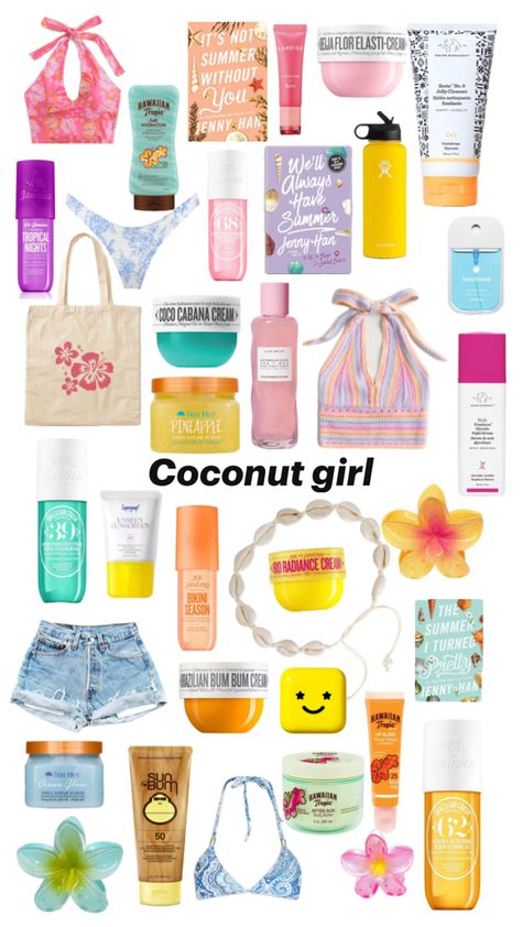 Coconut Girl Essentials, Summer Bag Essentials, Girl Wishlist, Summer Necessities, Summer Must Haves, Girl Essentials, Beach Bag Essentials, Girl Products, Beautiful Butterfly Photography