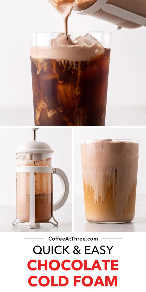 Chocolate Cold Foam, Starbucks Chocolate, Nespresso Recipes, Cold Coffee Recipes, Easy Coffee Recipes, Starbucks Pumpkin, Cold Foam, Coffee Jars, Starbucks Drinks Recipes