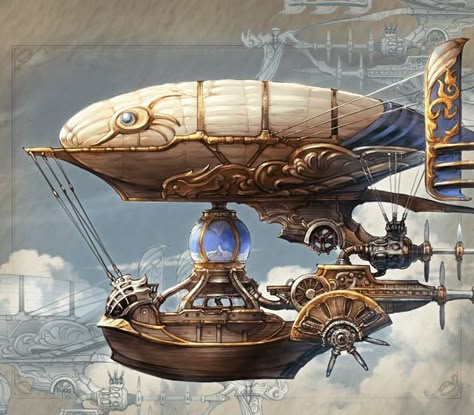 “The eye is a little disconcerting but otherwise a decent Steam Punk Picture.  No details sadly....😕… " Steampunk Concept Art, Steampunk Vehicles, Steampunk Concept, Steampunk Ship, Steampunk Kunst, Airship Art, Kharadron Overlords, Concept Art Landscape, Steampunk Vehicle