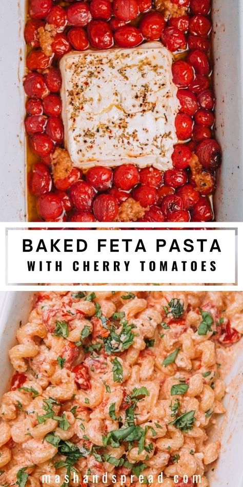 Pasta With Cherry Tomatoes, Recipe Healthy Dinner, Baked Feta Pasta, Cherry Tomato Pasta, Baked Feta, Feta Pasta, Baked Pasta, Pasta Dinner Recipes, Recipe Dinner