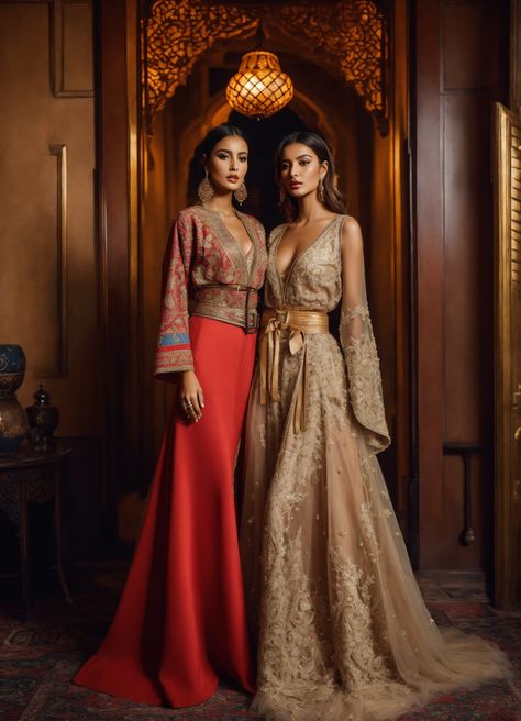 Red Carpet Outfits Ideas, Indian Street Fashion, Caftan Dress Moroccan, Royal Dinner, Moroccan Kaftan Dress, Middle Eastern Fashion, Gala Dress, Moroccan Fashion, Red Carpet Outfits