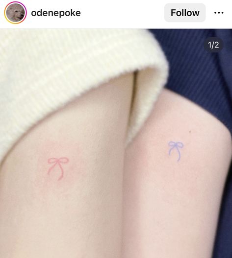 Minimal Pet Tattoo, Tiny Bow Tattoo, Light Pink Tattoo, Pink Bow Tattoos, Tattoo Lace, Cute Simple Tattoos, Pink Tattoo, Ribbon Tattoos, Small Pretty Tattoos