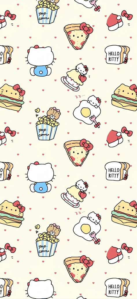 Sanrio Wallpapers Aesthetic, Cute Wallpapers Food, Aesthetic Wallpaper Sanrio, Wallpaper Hello Kitty Aesthetic, Cute Hello Kitty Wallpaper, Walpeper Aesthetic, Basic Wallpapers, Sanrio Pattern, Iphone 8 Wallpaper