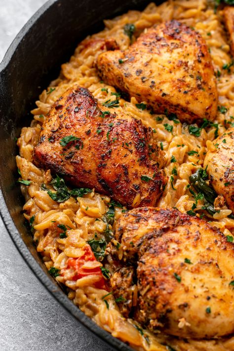 Chicken Recipes Dairy Free, Tuscan Chicken Skillet, Recipes Dairy Free, Dairy Free Recipes Dinner, Chicken Skillet, Dairy Free Dinner, Orzo Recipes, Tuscan Chicken, Gluten Free Dairy Free Recipes