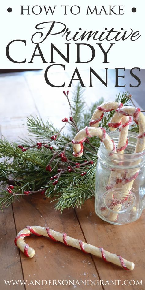 Primitive Candy Canes, Primitive Christmas Crafts, Candy Cane Crafts, Candy Cane Ornament, Prim Christmas, Diy Candy, Primitive Christmas, Christmas Candy Cane, Candy Canes