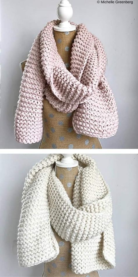 Knitted Muffler Patterns, Muffler Knit Patterns For Women, Knitting A Shawl For Beginners, Chunky Yarn Scarf Knit Pattern Free, Knot Scarf Pattern, Chunky Scarf Knitting Patterns Free, Diy Knitted Scarf, Knitting Scarves Patterns Free, Knitting For Beginners Scarf