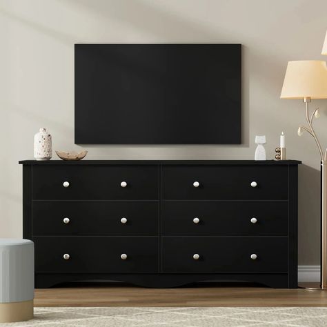 Dresser 6 Drawer, Tv Cabinet Modern, Dresser Modern, Wooden Chest Of Drawers, Dresser With Tv, Wardrobe Bed, Black Dresser, Chest Of Drawer, Adjustable Bed Frame