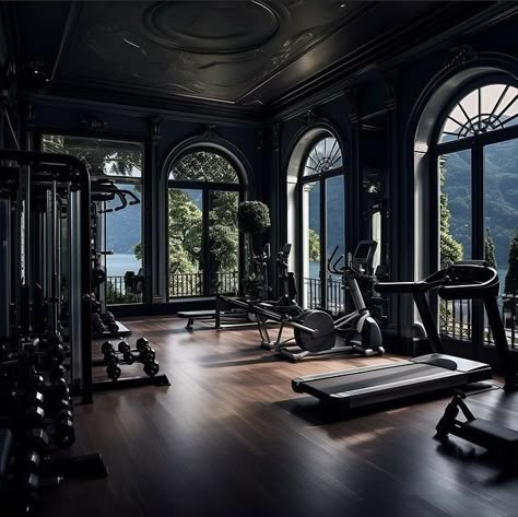 Italy Mansion, Luxurious Gym, Dream House Pictures, Performance Feedback, Luxury Home Gym, Dream Home Gym, Gym Room At Home, Dream Mansion, Dark House