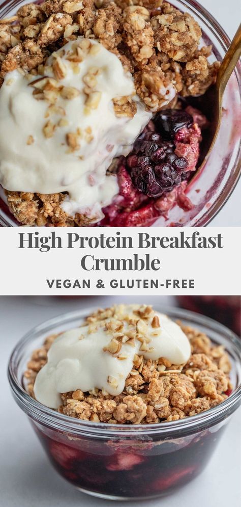 Breakfast Crumble, High Protein Vegan Recipes, Breakfast Prep, Healthy High Protein Meals, Plant Based Breakfast, High Protein Vegan, High Protein Breakfast, Vegan Meal Prep, Breakfast Meal Prep