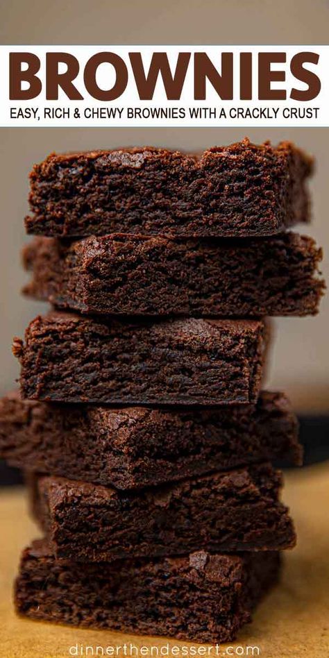 Easy Cocoa Powder Brownies, Brownie Recipes 8x8 Pan, Brownies From Scratch With Cocoa Powder, Brownies Without Chocolate Chips, Brownie Recipes Without Chocolate Chips, Pantry Brownies, Chewy Brownies From Scratch, Pastry Picture, Chewy Brownie Recipes