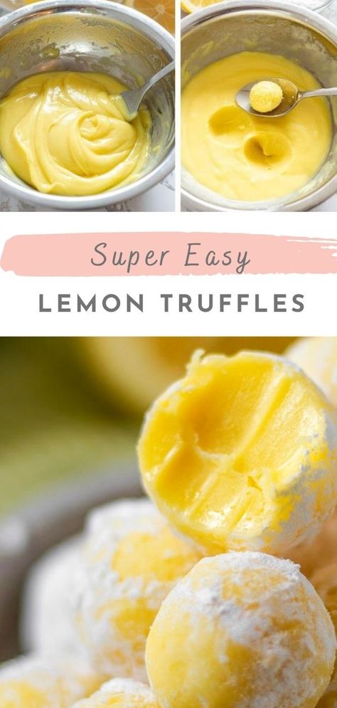 Citron Recept, Lemon Cream Pie, Lemon White Chocolate, Christmas Cookie Tray, Glutenfri Baking, Lemon Truffles, White Chocolate Truffles, Lemon Dessert Recipes, Truffle Recipe Chocolate