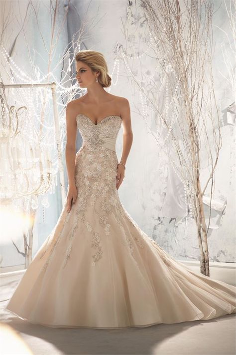 1953 Champagne Wedding Dress Lace, Wedding Dress Fit And Flare, Wedding Dresses Fit And Flare, Mori Lee Bridal, Wedding Dresses Fit, Wedding Dresses Mermaid Sweetheart, Navy And Coral, Strapless Wedding Dresses, Disney Bride