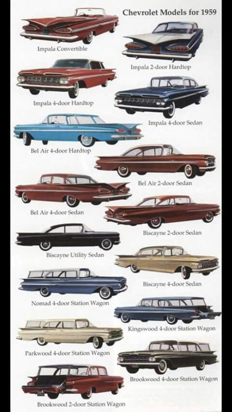 Chevrolet models for 1959 Car Advertisement, Old Car, Models, Cars