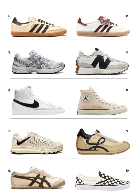 Get one step ahead on the spring fashion trends with the "it" sneakers for the season Sneakers Fashion New Balance, Sneakers 2025 Trend, Mens Shoes 2024 Trends, Nike Samba, Shoes For Outfits, New Balance 327 Shoes, Denim Roses, Modern Vintage House, Design Home Modern