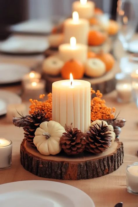 Thanksgiving Dinner Centerpieces, November Table Centerpieces, Ideas For Thanksgiving Decorations, Fall Cornucopia Centerpiece, Cozy Table Decor, Cute Thanksgiving Decor, Thanksgiving Decorations For Table, Thanksgiving Dinner Decorations Table, Easy Fall Centerpieces For Table Party