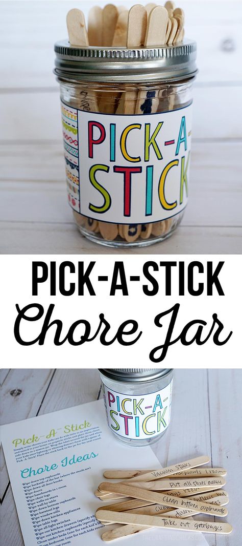 Pick-A-Stick Chore Jar Chore Games, Kids Chore Board, Chore Jar, Chore Sticks, Kid Chores, Chore Chart Ideas, Chore Ideas, Chore Board, Mops Crafts