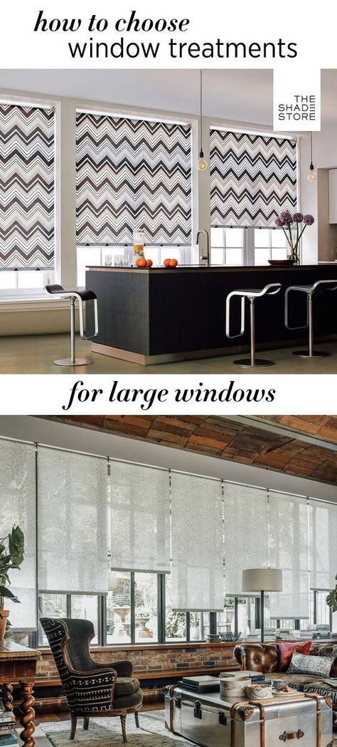 Roller Shades For Large Windows, Best Window Treatments For Large Windows, Solar Shades Living Room Large Windows, Blinds For Wide Windows, Shades For Large Windows, Large Window Shades, Large Window Treatments Living Rooms, Window Treatments For Large Windows, Industrial Window Treatments