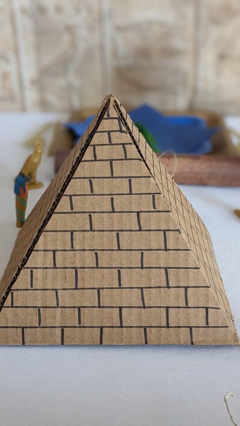 An Amazing Ancient Egypt Party – Ideas & Inexpensive Ideas – Frolicking Fox Cubs Project Model Ideas, Ancient Egypt Decorations, Ancient Egypt Pyramids Project, Egypt Project Ideas, How To Make A Pyramid For School Project, Pyramid Art Project, Egypt Decorations Classroom, 3d Pyramid Project Ideas Ancient Egypt, Great Pyramid Of Giza School Project