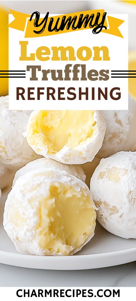 Lemon Truffles Lemon Truffle Recipe, Lemon Truffle, Lemon Icebox Cake, Truffle Balls, Lemon Truffles, Culture Around The World, White Chocolate Shavings, Truffle Shuffle, Chocolate Cobbler