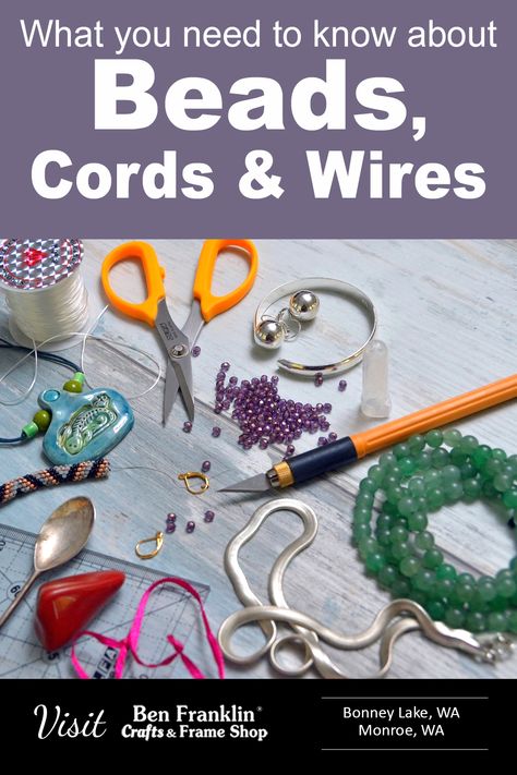 Here we explain what you need to know about different types of beads, stringing cords and wires. #BenFranklincCrafts #crafts #DIY #Beading #JewelryMaking Bead Wrapping, Upcycling Jewelry, Different Types Of Beads, Bead Pens, Diy Braided Bracelet, Make Beads, Types Of Beads, Diy Sandals, Diy Beading