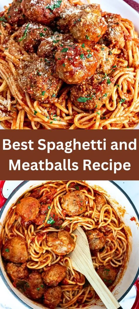 Best Spaghetti and Meatballs Recipe Best Spaghetti Meatballs, Spaghetti And Meatball Sauce Recipe, The Best Spaghetti And Meatballs, Speggetti And Meatballs Recipes, Best Spaghetti And Meatball Recipes, Homemade Meatballs For Spaghetti, Spaghetti Meatballs Sauce, Spaghetti With Meatballs Recipe, Spaghetti Meatball Recipe