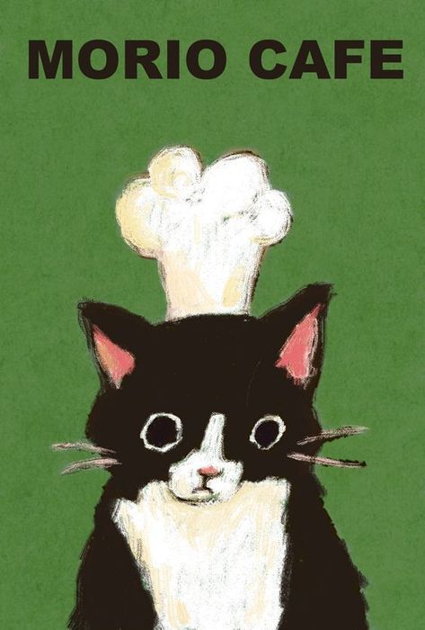 White Cat, Chef, Black And White, Green, White, Black