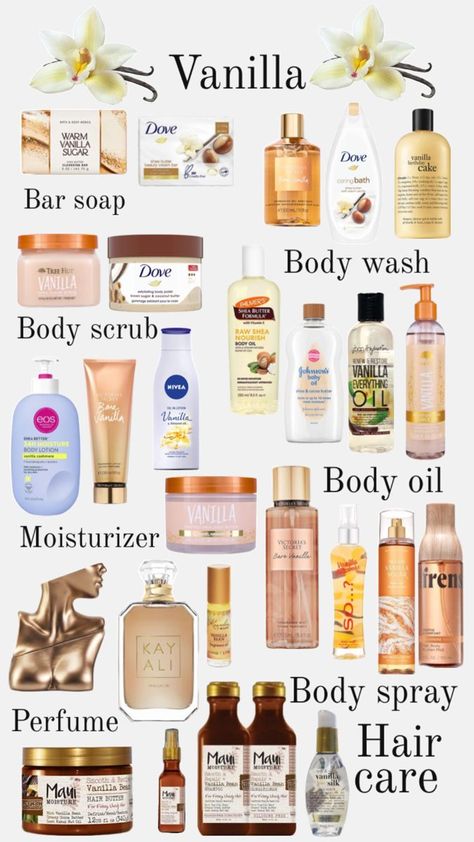 Here are some vanilla inspo Credits: ruby Baddie Essentials List, Profumo Victoria Secret, Basic Skin Care Routine, Shower Skin Care, Body Smells, Perfect Skin Care Routine, Smelling Good, Body Washes, Pretty Skin Care