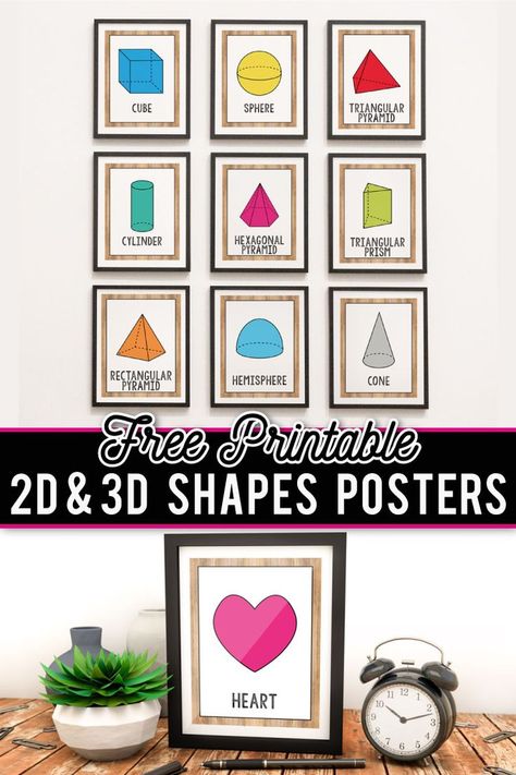 3d Shapes Kindergarten, Free Classroom Decor, Rustic Classroom Decor, Vintage Classroom, Kindergarten Posters, Farmhouse Classroom Decor, Shapes Kindergarten, Shapes 3d, Farmhouse Classroom