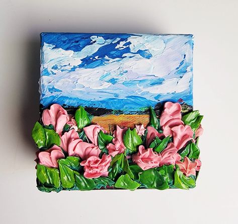 Paintings With 3d Elements, 3d Floral Painting, 3d Paint Flowers, 3d Acrylic Painting, 3d Painting On Canvas Mixed Media, 3d Flower Canvas Art, 3d Paintings, 3d Flower Painting Canvases, 3d Butterfly Painting On Canvas