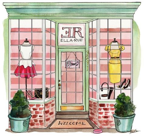 Inslee Haynes, Shop Illustration, House Illustration, Paris Art, Arte Inspo, Travel Illustration, Fashion Art Illustration, English Class, Store Front