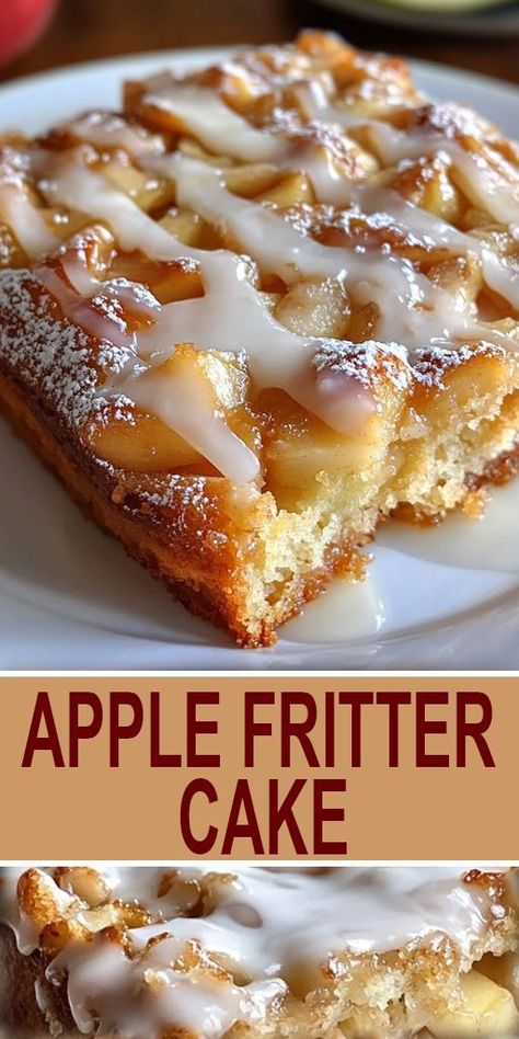 Savor fall flavors with this moist Apple Fritter Cake ! Loaded with fresh apples and topped with a cinnamon glaze, it’s like having a bakery at home. Perfect for cozy weekends or holiday treats! #AppleCake #FallDesserts #CozyBaking Bakery At Home, Fresh Apple Recipes, Apple Fritter Cake, Baked Apple Fritters, Cake With Cinnamon, Cinnamon Glaze, Fresh Apple Cake, Apple Cinnamon Bread, Apple Recipes Easy