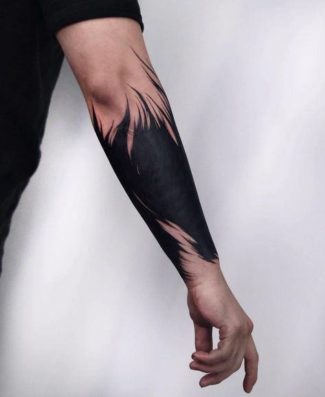 Full Black Hand Tattoo, Cover Up Forearm Tattoos, Cover Up Black Tattoo, Blackwork Cover Up Tattoo, Full Black Tattoo, Cover Tattoo Ideas Black, Blacked Out Tattoo Cover Up, Black Cover Up Tattoo, Cobra Manga