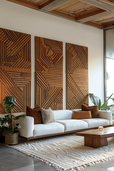 40 Stylish Modern Organic Decor Inspirations for a Trendy Home Modern Style Decor Interior Design, Well Designed Living Room, Apartment Interiors Modern, Afrocentric Home Office, Random Wall Ideas, Modern Home Wall Art, Trendy Home Interior Design, Diy Wood Accent Wall Dining Room, Living Room Ideas With Accent Wall