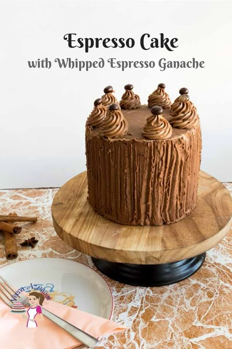 Whipped Espresso, Espresso Cake Recipe, Mousse Cake Filling, Espresso Ganache, Cream Ganache, Cake Ganache, Whipped Chocolate Ganache, Espresso Cake, Cake With Whipped Cream