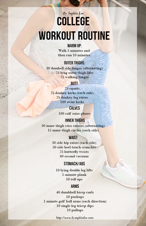 THE ULTIMATE COLLEGE WORKOUT PLAN: 10 WORKOUTS YOU CAN DO IN YOUR DORM College Workout Routine, College Workout Plan, College Workout, Freshman 15, Sophia Lee, Ab Workout At Home, Comfy Clothes, Sustainable Style, Belly Fat Workout