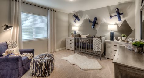 Jet Themed Nursery, Airplane Boy Nursery, Plane Nursery Theme, Planes Nursery, Airplane Nursery Theme, Airplane Themed Nursery, Baby Room Design Modern, Plane Room, Baby Room Ideas Early Years