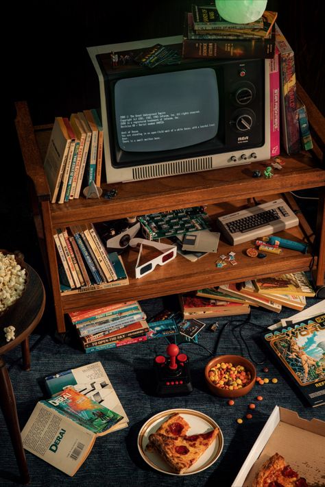 The World Inside | Scenes From Quarantine Photography Series 

"More nostalgia from Michelle’s childhood including sci-fi novels and her Commodore64 Zork"

Series was created in studio, inspired largely by movies, TV shows, childhood memories, and various decades.

Set Design, Styling, Art Direction, Photography: Gerard+Belevender

#80sinterior #vintagerecreation #setdesign #creativedirection #photographyseries #instudiophotography #commodore64 80s Aesthetic Photography, Retro Games Room, 80s Interior, Nostalgia Aesthetic, Retro Gadgets, 80s Aesthetic, Photography Series, Old Tv, Retro Aesthetic