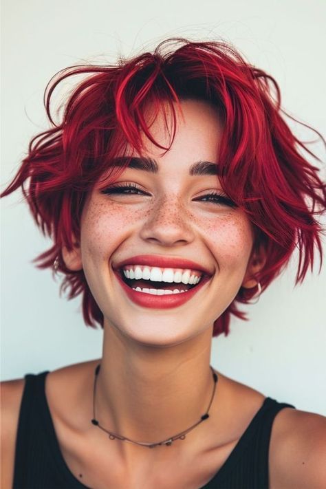 Short Red Hair, Tutorial Hair, 100 Heads, Portrait Reference, School Hair, Face References, Portrait References, Tips Hair, Styling Hair