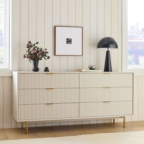 Contemporary Dresser, Storage Solutions Bedroom, Wide Dresser, Furniture Trends, Modern Dresser, 6 Drawer Dresser, Stylish Bedroom, Outdoor Dining Furniture, Dressers And Chests