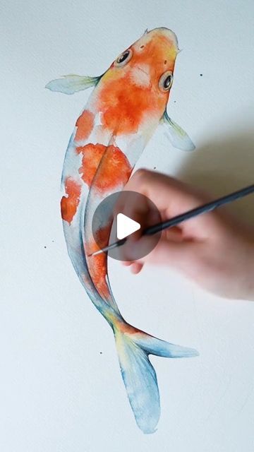 Coy Fish Painting Ideas, Koi Fish Watercolor Paintings, How To Draw Koi Fish, Koi Fish Painting Watercolors, Watercolour Koi Fish, Koi Watercolor Painting, Water Colour Painting Watercolour, Fish Art Painting, Watercolor Masters