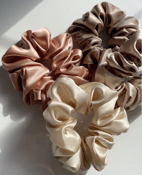 Silk Hair Ties, Nude Palette, Satin Scrunchies, Silk Scrunchies, Tie For Women, Thick Curly Hair, Girly Accessories, Silk Hair, Hair Scrunchies