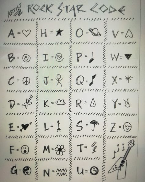 Rockstar Code Alphabet, Rockstar Alphabet, 901 I Love A, Tattoo Code, Morse Code Words, Illusion Tattoos, Optical Illusion Tattoos, Sign Language Words, Alphabet Code