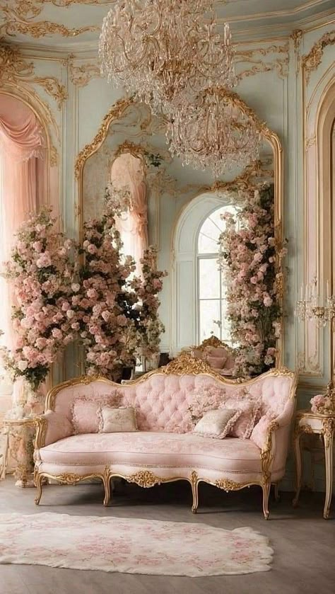 Rococo Interior, Pink Furniture, Aesthetic Rooms, Dream House Interior, Living Room Decoration, An Aesthetic, Dream House Decor, Dream Home Design, Rococo