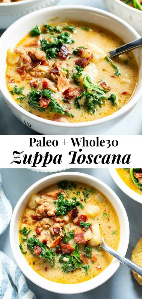 Whole 30 Tuscan Zuppa, Paleo Kale Soup, Whole30 High Protein Meals, Lazy Whole 30 Recipes, Full Veggie Meals, Easy Paleo Recipes For Beginners, While 30, Whole 30 Grocery List, Quick Whole 30 Dinner