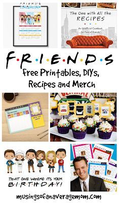 Free Friends printables, party printables and games, DIYs, recipes and my favourite products Friends Themed Party Centerpieces, Friends Tv Party Theme Decorations, Friends Themed Staff Appreciation, Friends Themed Party Birthday Games, Friends Themed Bunco, Friends Tv Themed Party, Diy Friends Tv Show Decor, Friends Tv Show Recipes, Friends Theme Decor