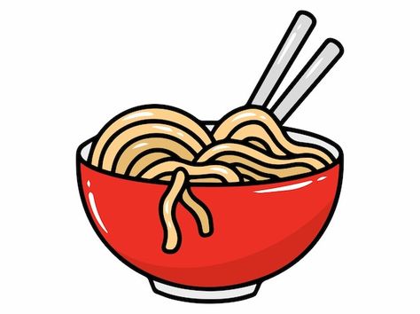 Noodles fast food clipart illustration | Premium Vector #Freepik #vector #noodle #noodle-logo #delicious-icon #food-clipart How To Draw Noodles Easy, Pasta Cartoon, Noodle Drawing, Noodles Cartoon, Noodles Drawing, Kawaii Food Illustration, Noodle Illustration, Noodles Logo, Noodles Illustration