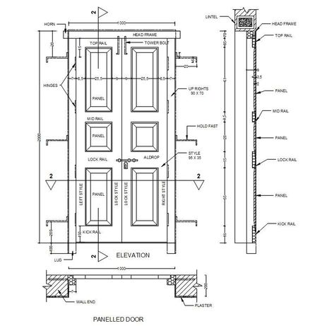 Detailed Drawings Interior Design, Doors Details Drawing, Door Details Drawing Architecture, How To Draw Section From Plan, Door Details Drawing, Door Plan Architecture, Drawing Doors Sketches, Door Elevation Drawing, Door Section Detail Drawing