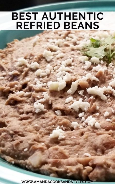 Mexican Beans Recipe, Mexican Refried Beans, Homemade Refried Beans, Mexican Side, Refried Beans Recipe, Real Mexican Food, Frijoles Refritos, Mexican Side Dishes, Authentic Mexican Recipes