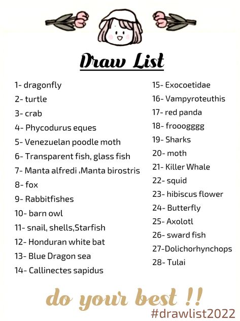 Hi, I just wanted to do some challenge for this month so I put together our favorite pets for me and a friend #list_draw #list #draw #drawList2022 #2022art #drawings Drawing Idea List, List Of Drawing Ideas, Venezuelan Poodle Moth, Drawing List, Poodle Moth, Transparent Fish, Drawing Ideas List, Sketch Ideas, Glass Fish